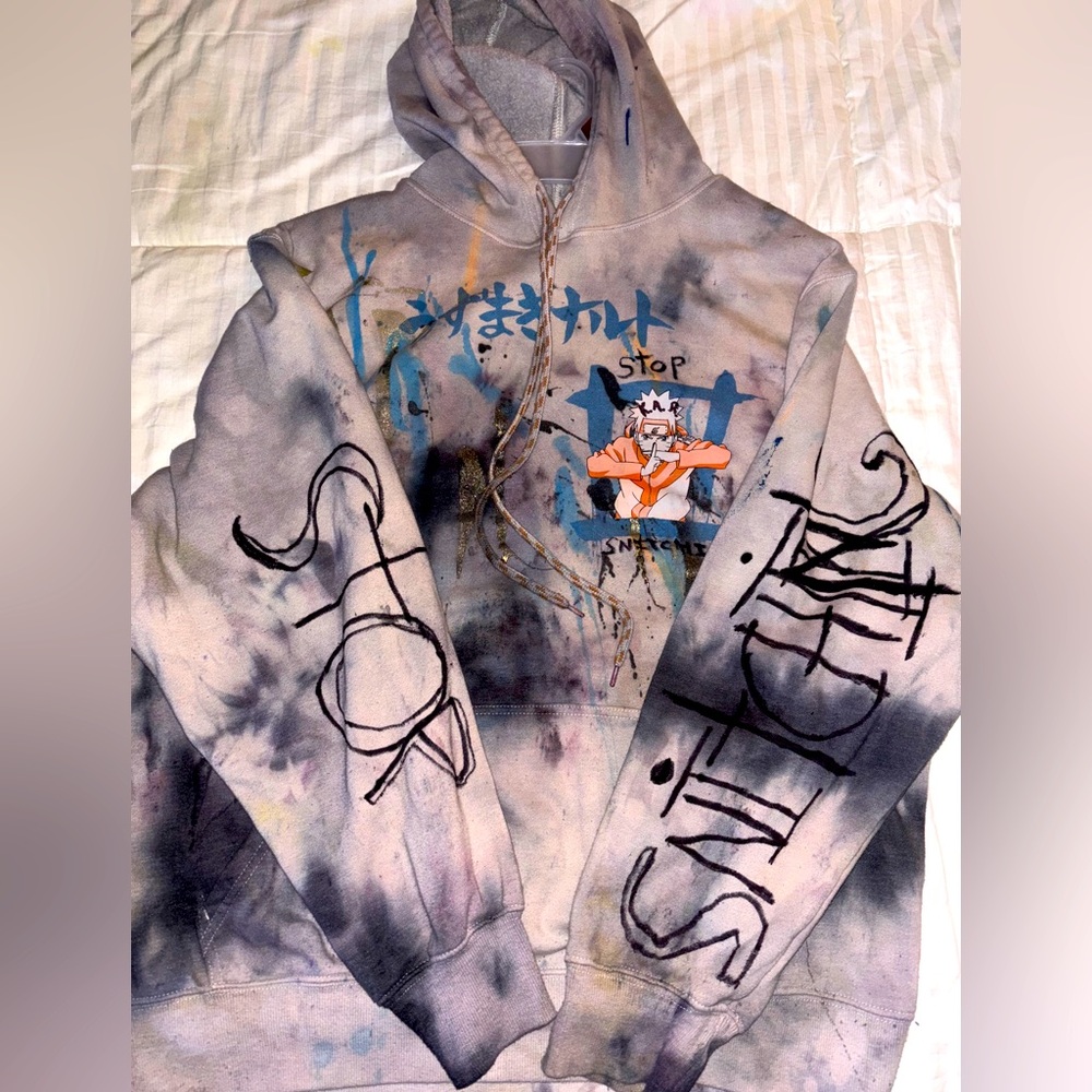 Hoody japanese 🆕 stop snitching anime oversized xl (xxl) hoodie NWOT TIE dye - Picture 6 of 17